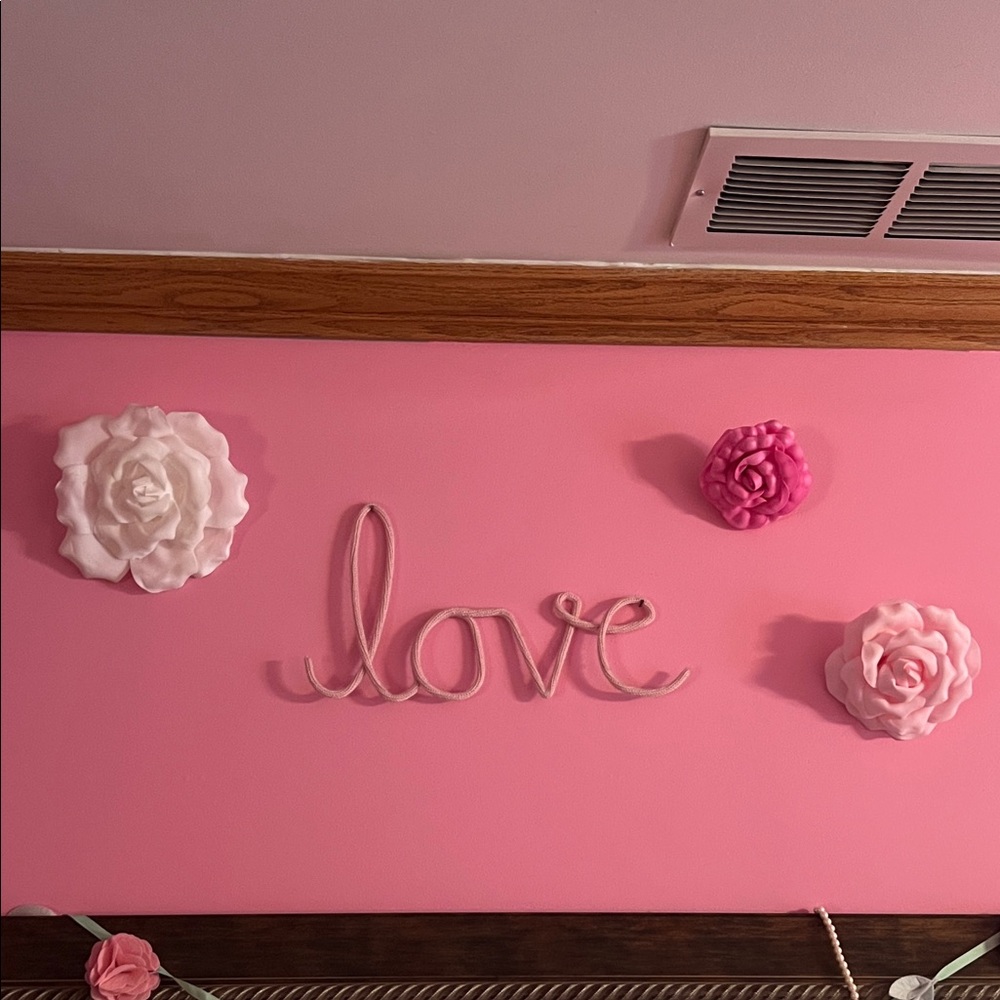 Pink 'Love' Wall Decor with Floral Accents